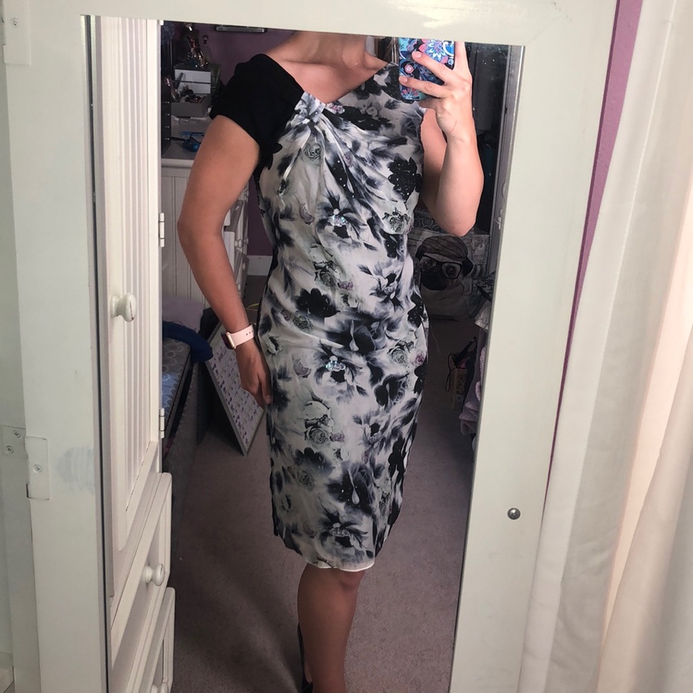Magaschoni black floral dress